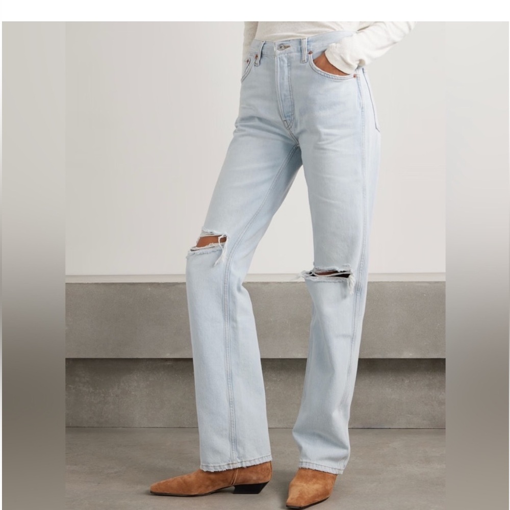 EUC🤍RE/DONE 90s High Rise Distressed Jeans Bleach Destroy Wash 27